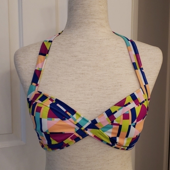 VS Pink Abstract Print Bikini Top - Picture 1 of 13